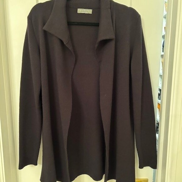 Ladies Pistache Black collared Cardigan - Picture 1 of 3